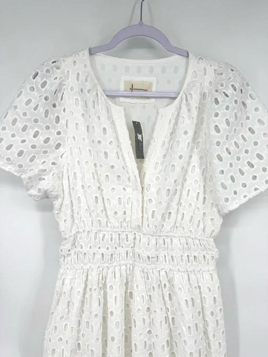 NWT Anthropologie Somerset Eyelet Maxi Dress in White Size Petite Large